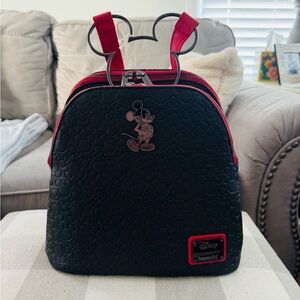 Loungefly Disney Black and Red Mickey Embossed Small Backpack